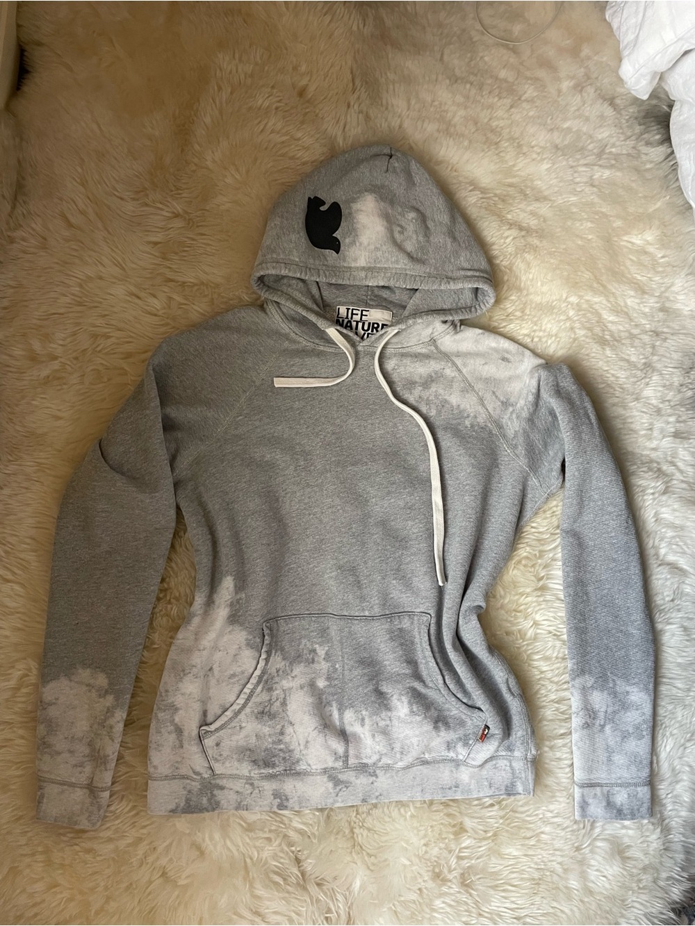 Free city bleached out grey & white pullover unisex hoodie |
